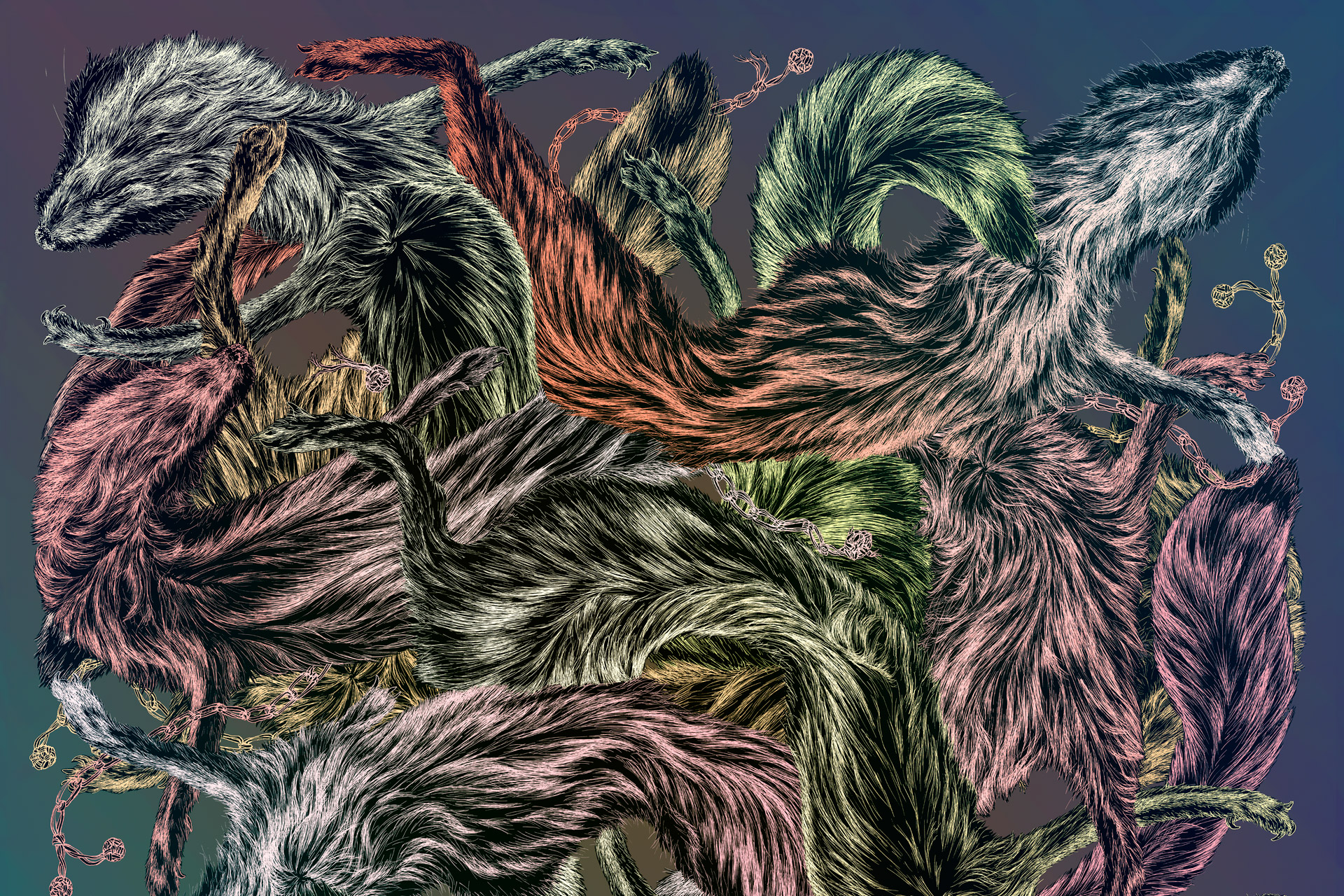 foxes drawing in toxic foxes artwork scarf