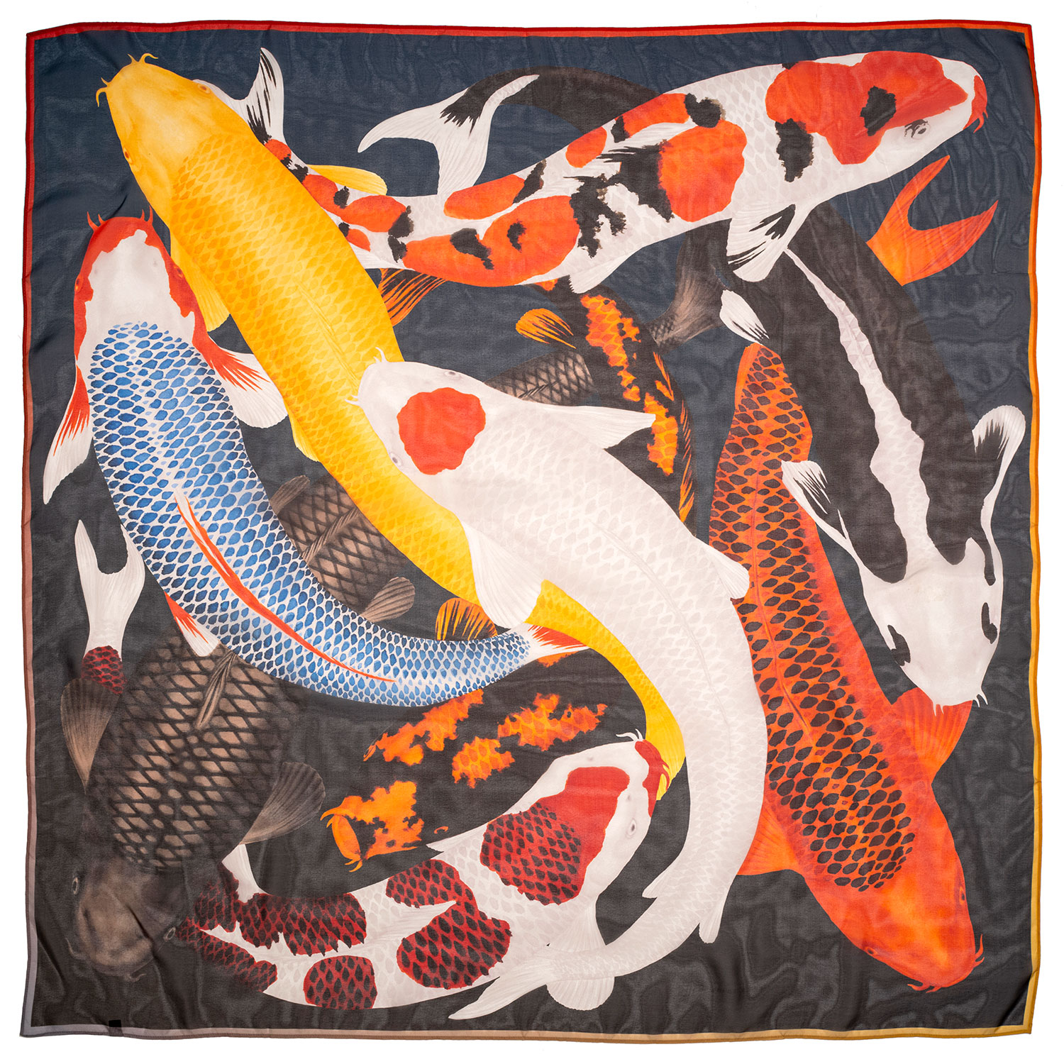 Koi II – oversized Koi print silk chiffon scarf ARLETTE ESS