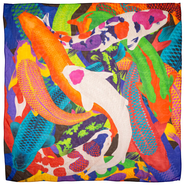 Koi print silk chiffon scarf