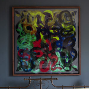 Snakes I - hand embellished with metallic pigments 100x100cm