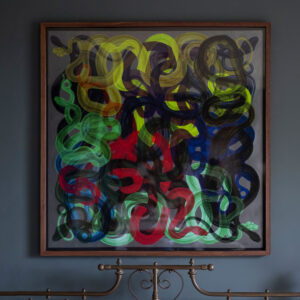 Snakes I - hand embellished with metallic pigments 100x100cm
