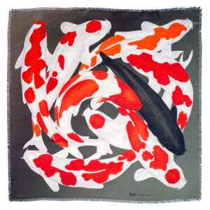 koi I - fringed twill scarf